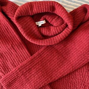 Madewell Cranberry Ribbed Turtleneck Sweater